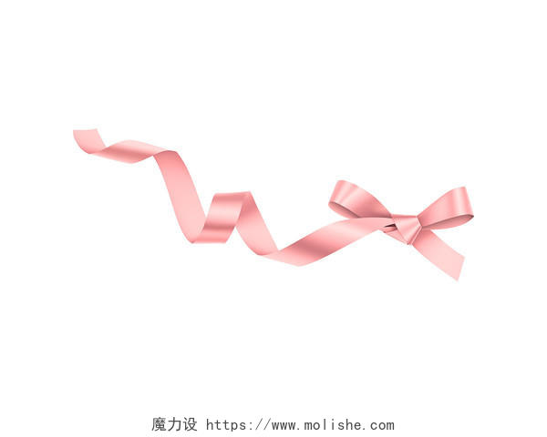粉色手绘蝴蝶结丝带38妇女节元素PNG素材